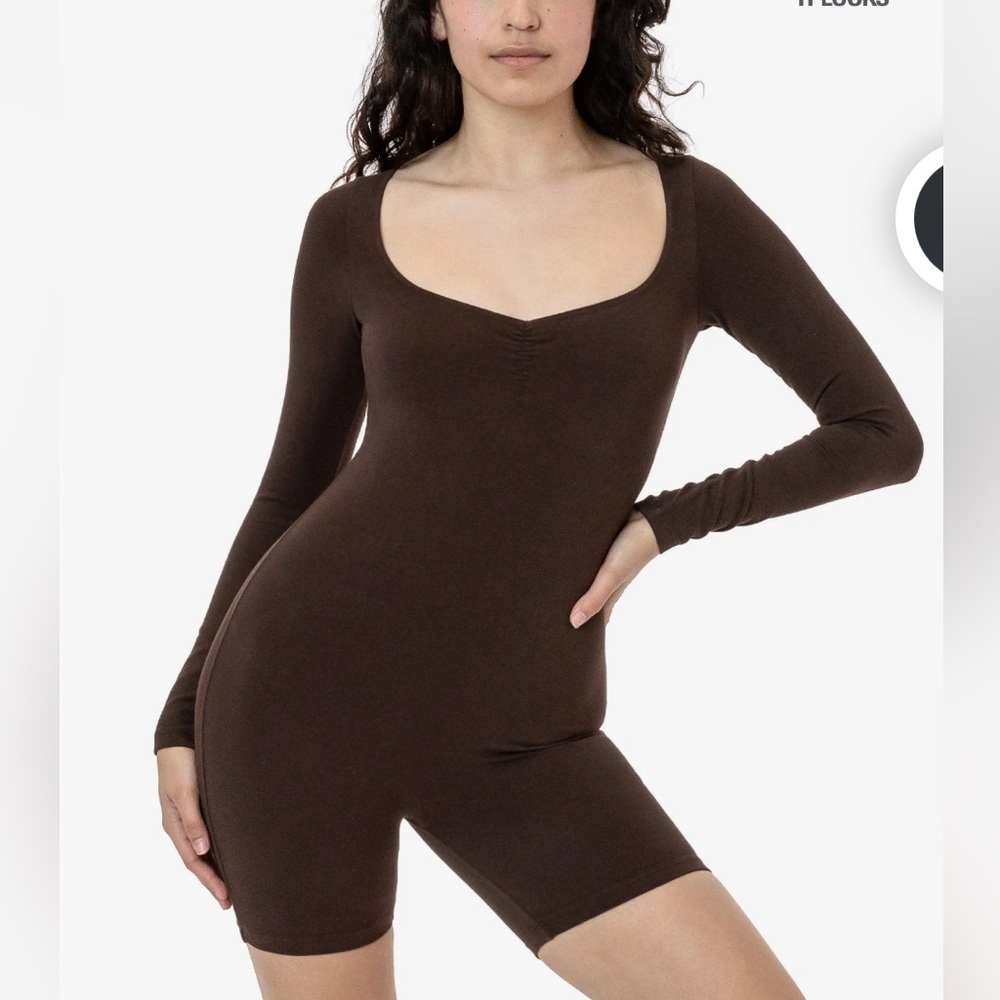 Los Angeles Apparel sweetheart  long sleeved biketard size small Chocolate Brown